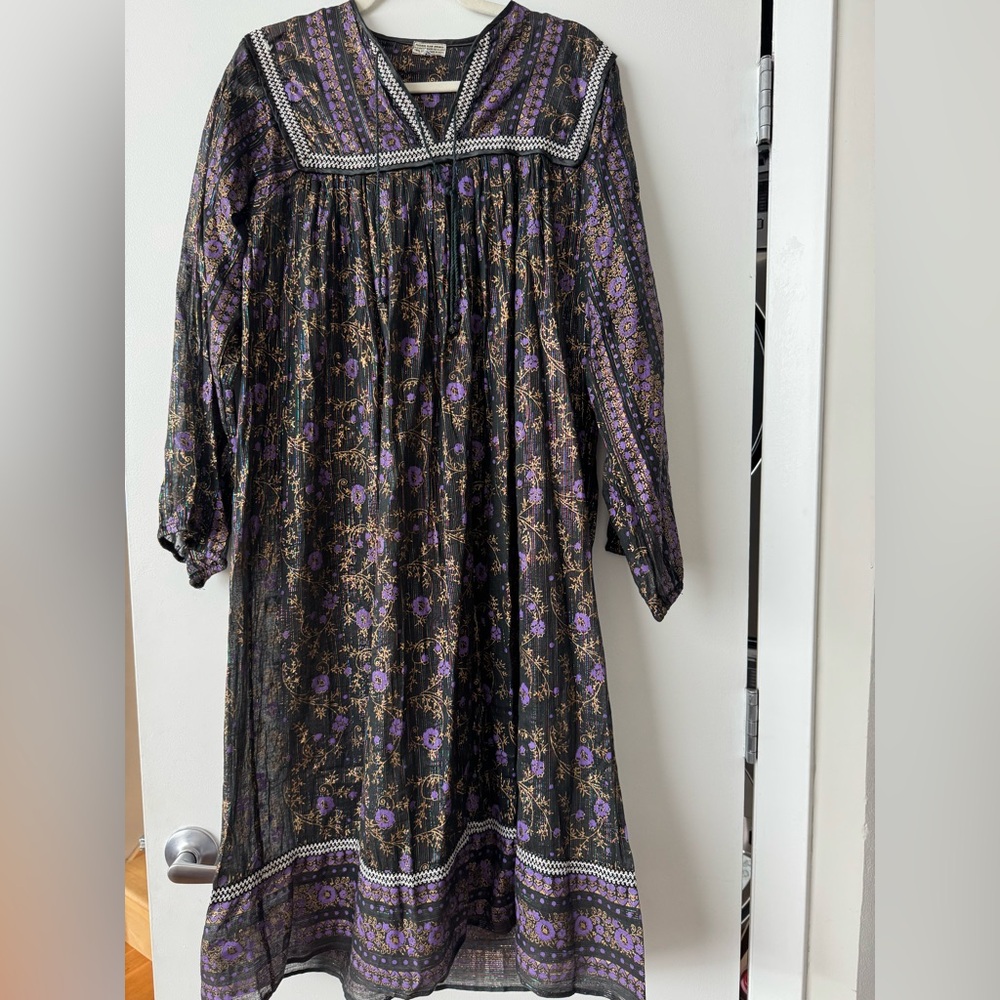 Vintage Floral Long Sleeve Kaftan Dress